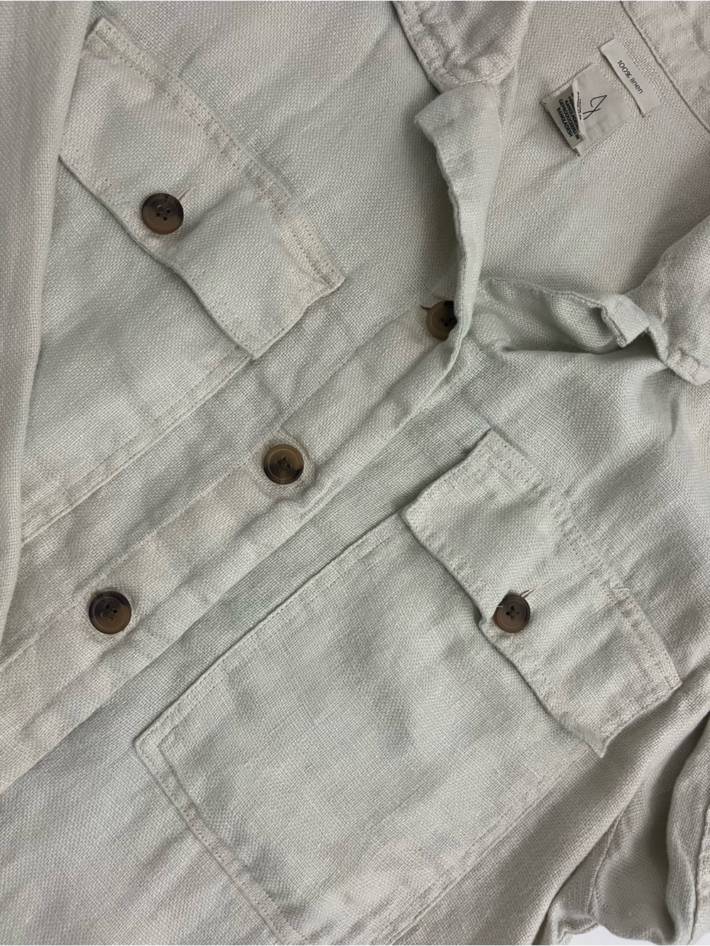 Joie 100% Linen Button Front Utility Shirt Jacket Women’s XL Cream Beige Coastal - Picture 4 of 5